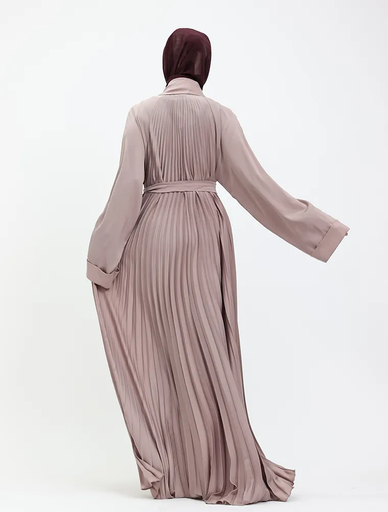 Rose Pink Pleated Silhouette Abaya